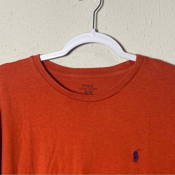 Polo Ralph Lauren Orange Long Sleeve Crewneck Tee Shirt Men's Size XL - Picture 10 of 12